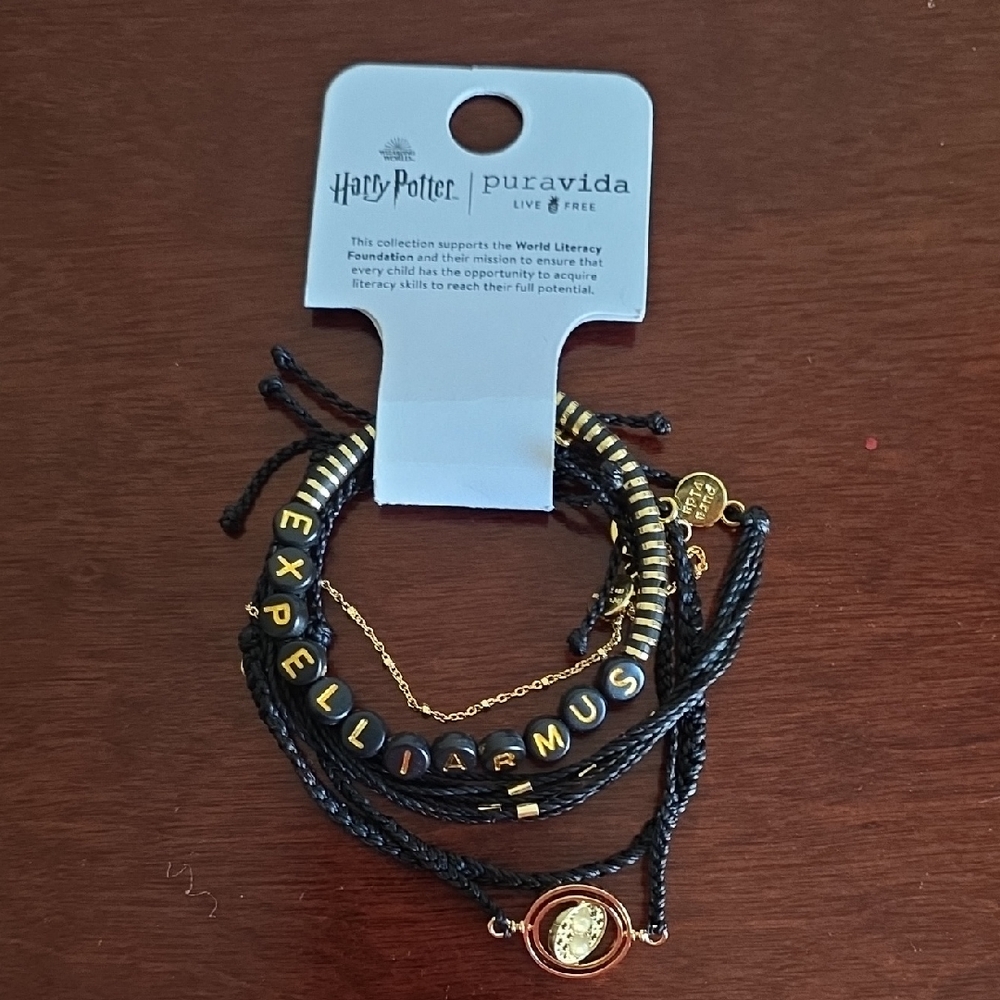 Pura Vida Expelliarmus Bracelet Set - Black and Gold